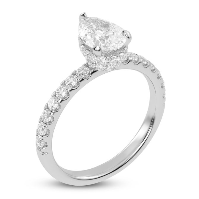 Lab-Created Pear-Shaped Diamond Engagement Ring | 1-1/2 ct tw | 14K White Gold - Image 2