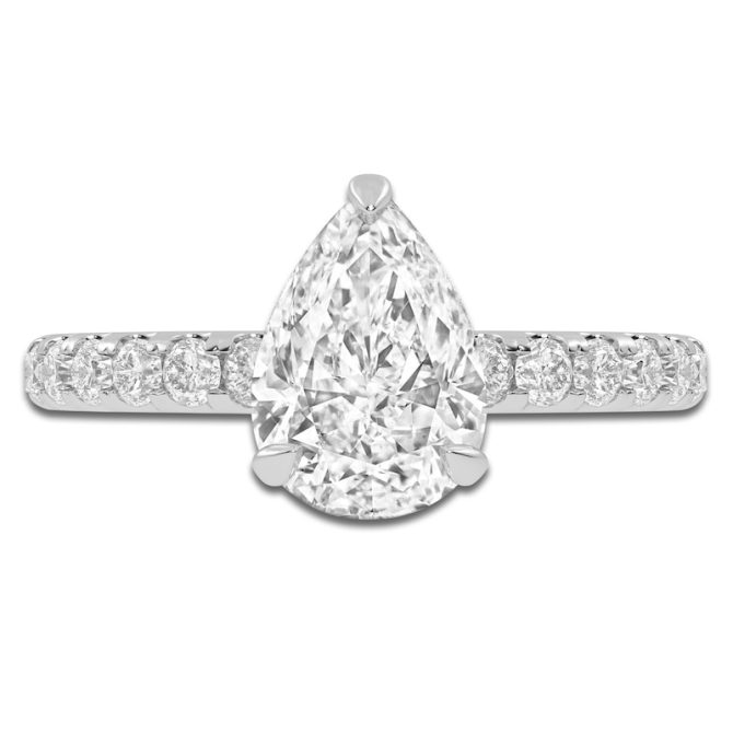 Lab-Created Pear-Shaped Diamond Engagement Ring | 1-1/2 ct tw | 14K White Gold - Image 3