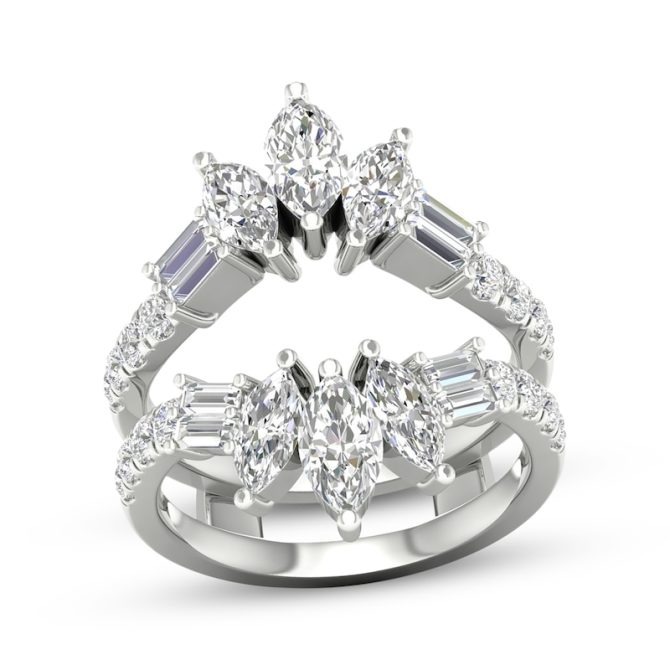 Lab-Grown Diamonds by Simply Marquise & Baguette-Cut Enhancer Ring | 2-1/2 ct tw | 14K White Gold