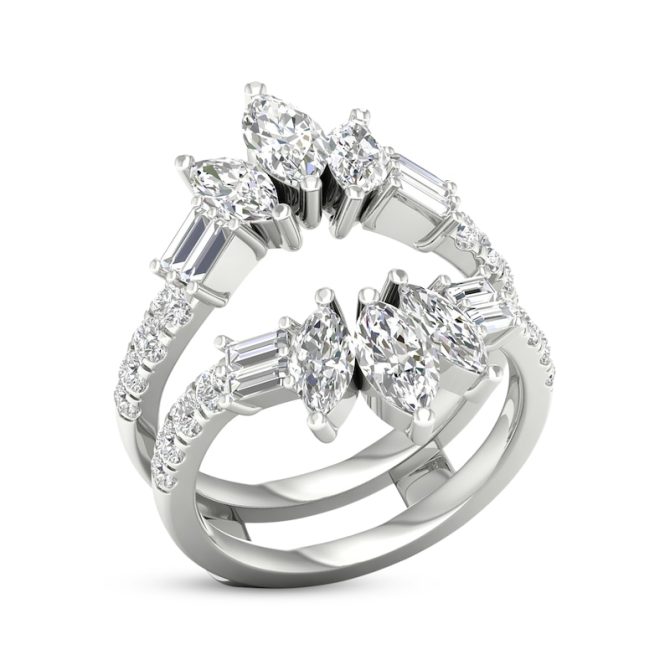 Lab-Grown Diamonds by Simply Marquise & Baguette-Cut Enhancer Ring | 2-1/2 ct tw | 14K White Gold - Image 2