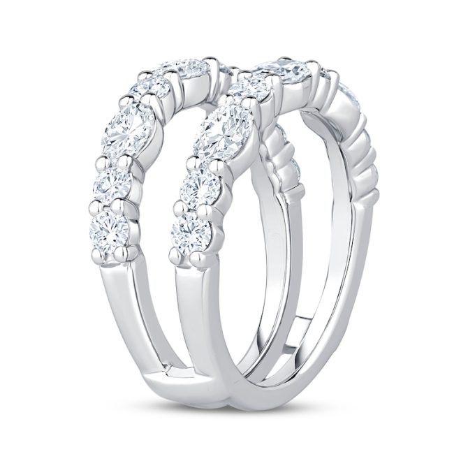 Lab-Grown Diamonds by Simply Oval & Round-Cut Enhancer Ring | 2 ct tw | 14K White Gold - Image 2