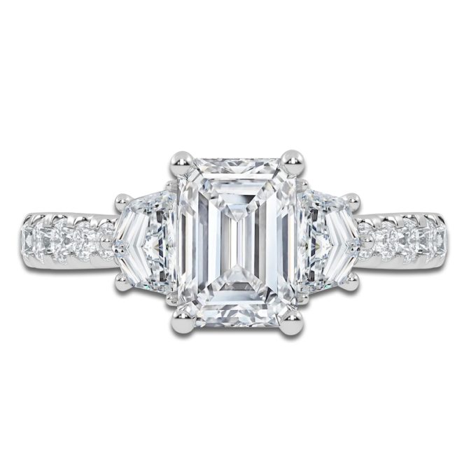 Lab-Created Emerald-Cut Diamond Engagement Ring | 2 ct tw | 14K White Gold - Image 3