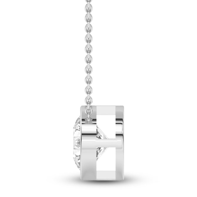 Round-Cut Lab-Created Diamond Solitaire Bezel-Set Necklace 2 ct tw 18K White Gold - 18" (VS2/F) - Image 2