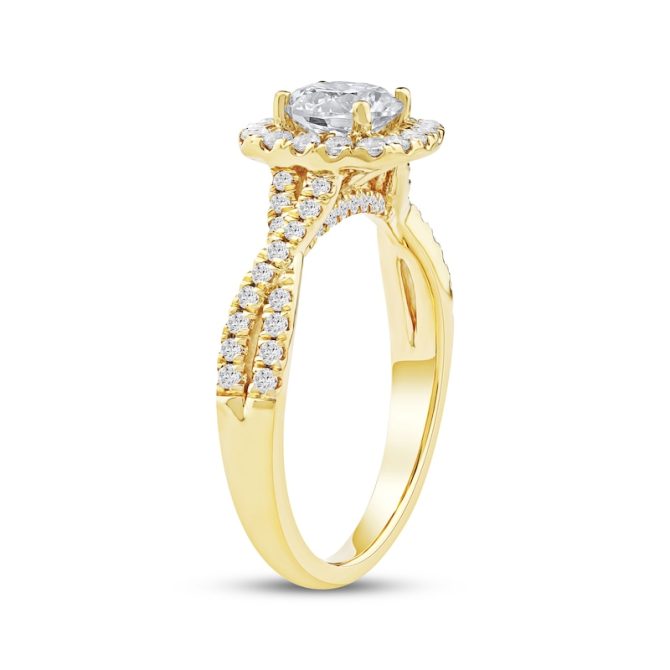 1-1/2 Carat Lab-Grown Round-Cut Halo Diamond Engagement Ring in 14K Yellow Gold | Evolve Collection - Image 2