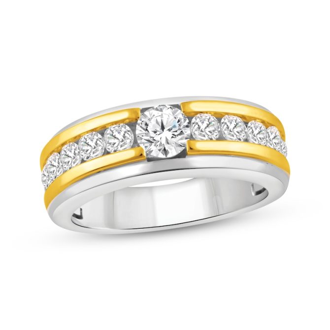 Men's Lab-Grown Diamonds by Simply Wedding Ring | 1-1/2 ct tw | 14K Two-Tone Gold