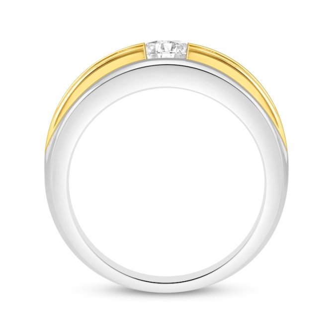 Men's Lab-Grown Diamonds by Simply Wedding Ring | 1-1/2 ct tw | 14K Two-Tone Gold - Image 3