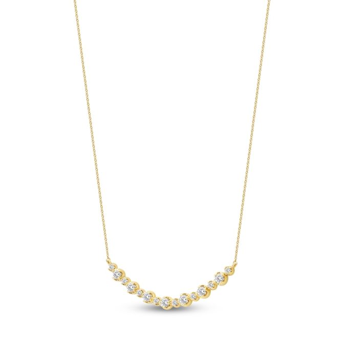 Lab-Created Diamond Buttercup Smile Necklace 1 ct tw 14K Yellow Gold 18" - Image 2