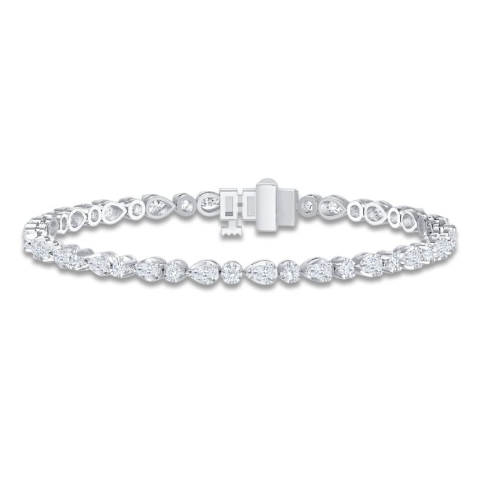 Pear-Shaped & Round-Cut Lab-Created Diamond Bracelet 2-3/4 ct tw 14K White Gold - 7"