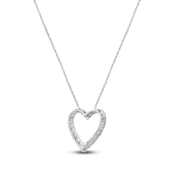 Lab-Created Diamond Heart Outline Necklace 1 ct tw 14K White Gold 18" - Image 4