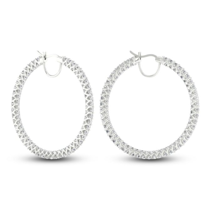 Certified Lab-Created Diamond Hoop Earrings | 5-1/2 ct tw | 14K White Gold - Image 4