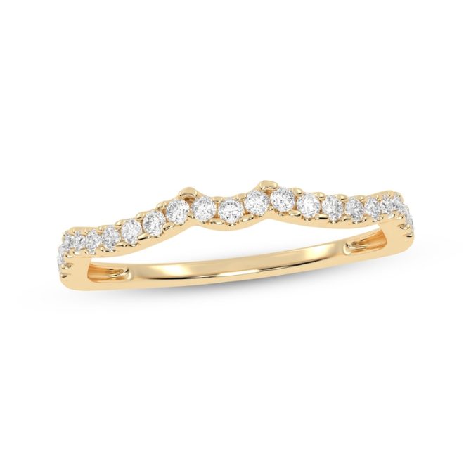 Lab-Grown Diamonds by Simply Contour Wedding Band | 1/6 ct tw | 14K Yellow Gold