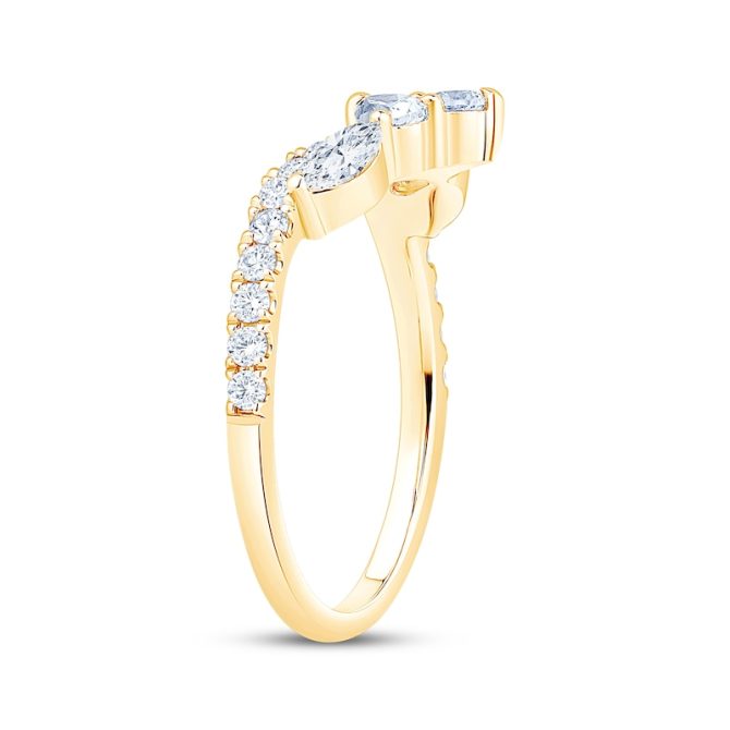 Lab-Grown Diamonds by Simply Pear, Marquise & Round-Cut Contour Ring | 7/8 ct tw | 14K Yellow Gold - Image 2