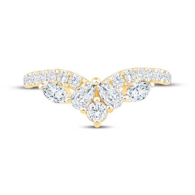 Lab-Grown Diamonds by Simply Pear, Marquise & Round-Cut Contour Ring | 7/8 ct tw | 14K Yellow Gold - Image 3