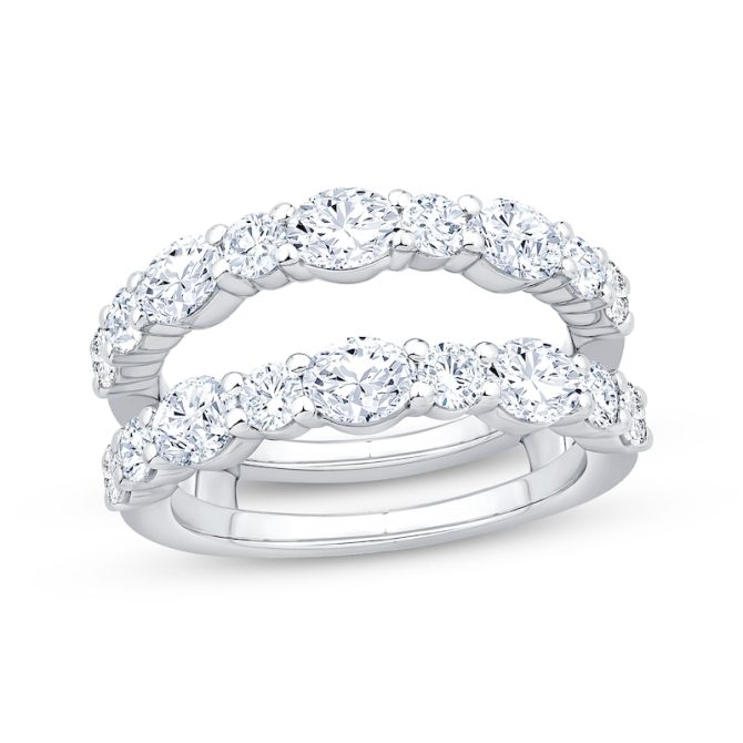 Lab-Grown Diamonds by Simply Oval & Round-Cut Enhancer Ring | 2 ct tw | 14K White Gold