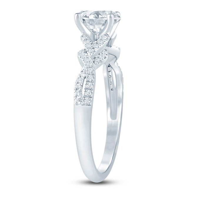 Oval-Cut Lab-Created Diamond Twist Shank Engagement Ring | 1 ct tw | 14K White Gold - Image 2