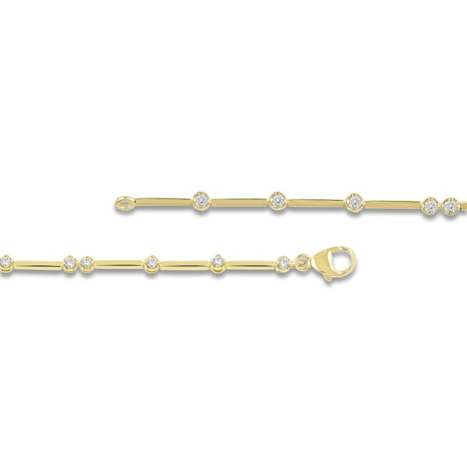 Lab-Created Diamond Graduated Buttercup Link & Bar Bracelet 3/4 ct tw 14K Yellow Gold - 7.25" - Image 3