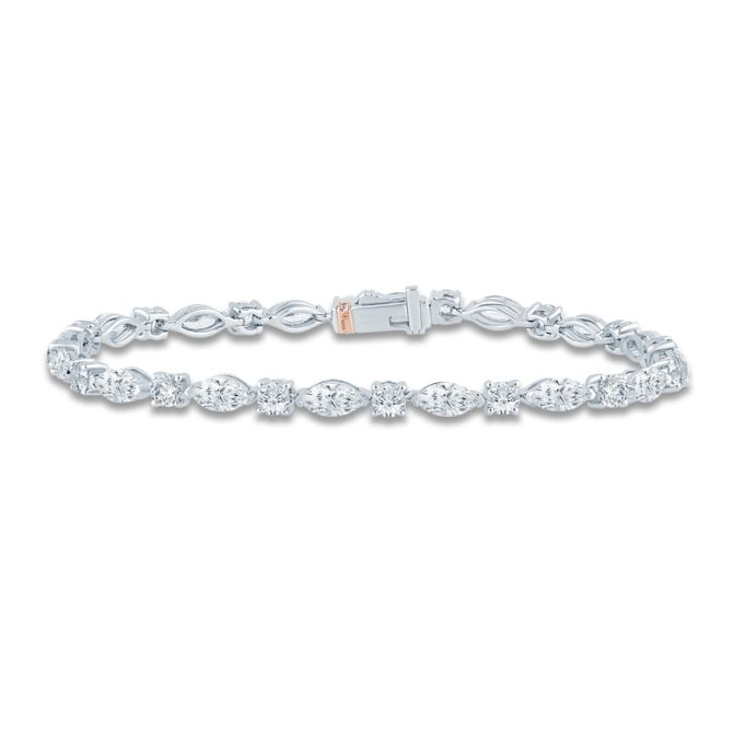 Pnina Tornai Marquise & Round Lab-Created Diamond Link Bracelet | 7-1/4 ct tw | 14K White Gold - 7"