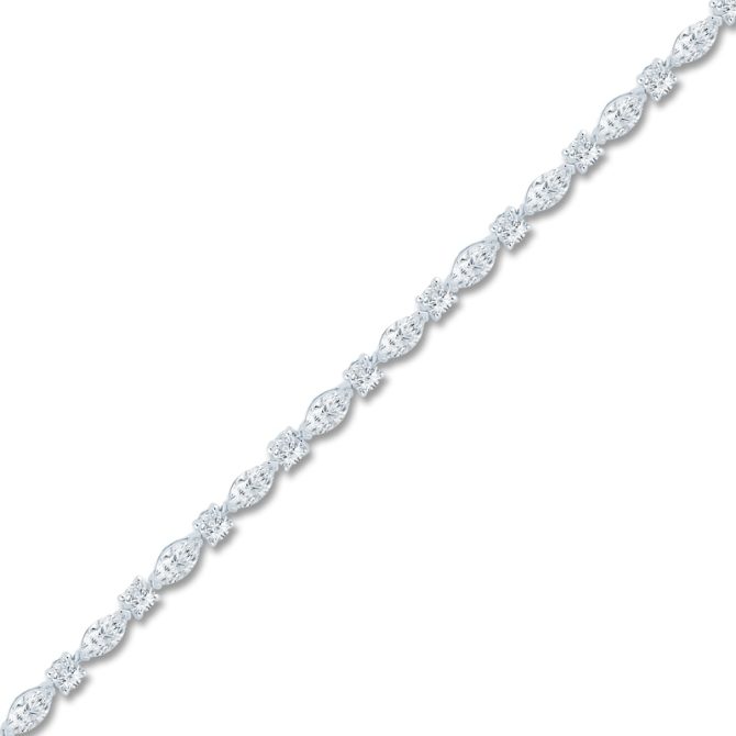 Pnina Tornai Marquise & Round Lab-Created Diamond Link Bracelet | 7-1/4 ct tw | 14K White Gold - 7" - Image 2