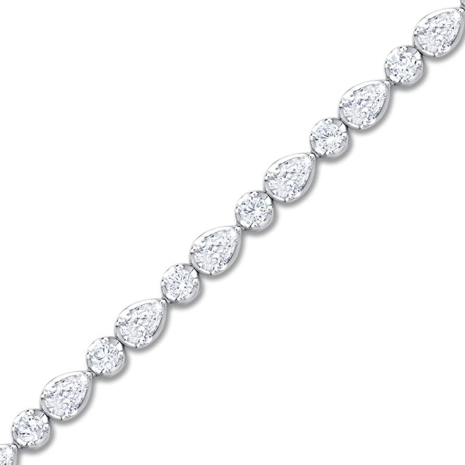 Pear-Shaped & Round-Cut Lab-Created Diamond Bracelet 2-3/4 ct tw 14K White Gold - 7" - Image 2