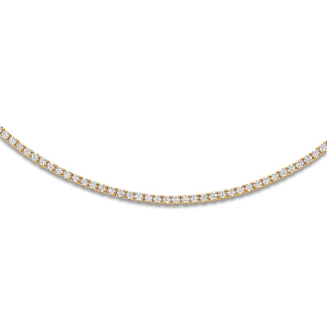 Lab-Created Diamond Tennis Necklace 5 ct tw 14K Yellow Gold - Image 4