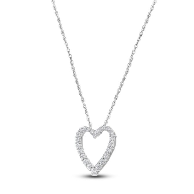 Lab-Created Diamond Heart Outline Necklace 1 ct tw 14K White Gold 18" - Image 2