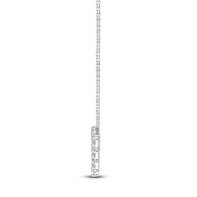 Lab-Created Diamond Heart Outline Necklace 1 ct tw 14K White Gold 18" - Image 5