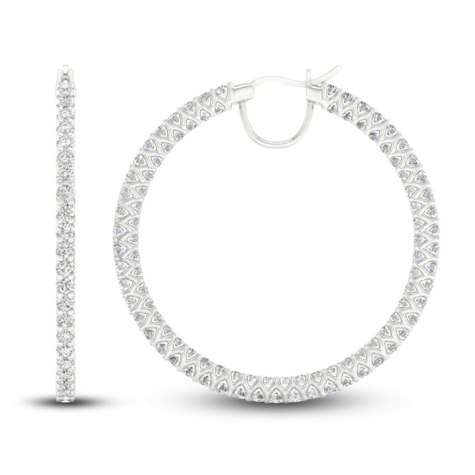 Certified Lab-Created Diamond Hoop Earrings | 5-1/2 ct tw | 14K White Gold - Image 2