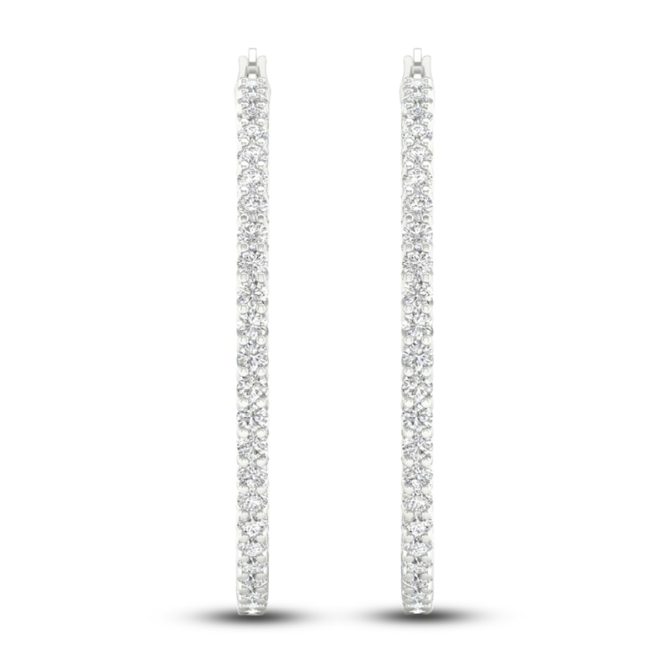 Certified Lab-Created Diamond Hoop Earrings | 5-1/2 ct tw | 14K White Gold - Image 3