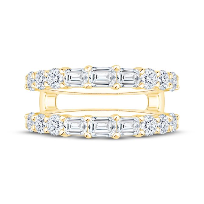 Lab-Grown Diamonds by Simply Emerald-Cut & Round-Cut Enhancer Ring | 2 ct tw | 14K Yellow Gold - Image 3