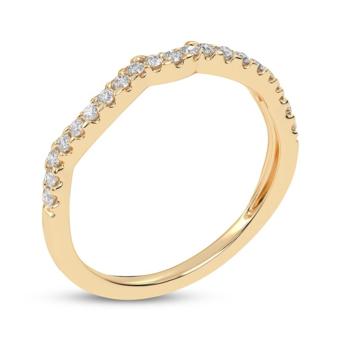 Lab-Grown Diamonds by Simply Contour Wedding Band | 1/6 ct tw | 14K Yellow Gold - Image 2