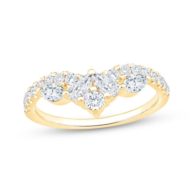 Lab-Grown Diamonds by Simply Pear, Marquise & Round-Cut Contour Ring | 7/8 ct tw | 14K Yellow Gold