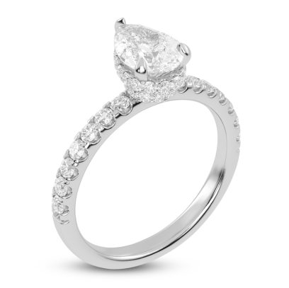 Lab-Created Pear-Shaped Diamond Engagement Ring | 1-1/2 ct tw | 14K White Gold