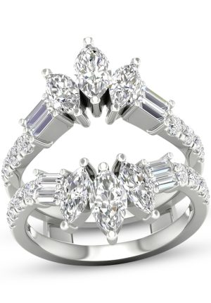 Lab-Grown Diamonds by Simply Marquise & Baguette-Cut Enhancer Ring | 2-1/2 ct tw | 14K White Gold