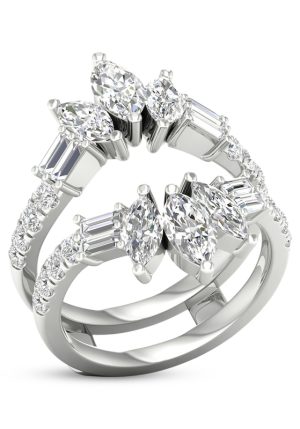 Lab-Grown Diamonds by Simply Marquise & Baguette-Cut Enhancer Ring | 2-1/2 ct tw | 14K White Gold