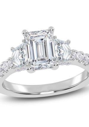 Lab-Created Emerald-Cut Diamond Engagement Ring | 2 ct tw | 14K White Gold