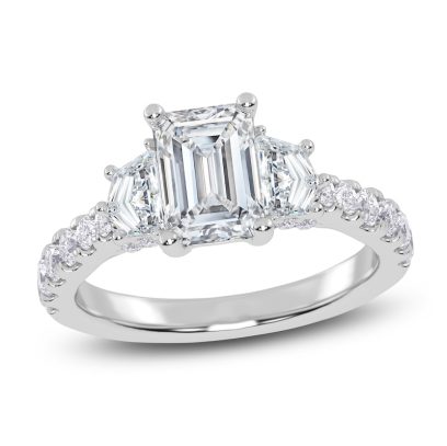 Lab-Created Emerald-Cut Diamond Engagement Ring | 2 ct tw | 14K White Gold