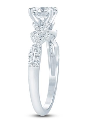 Oval-Cut Lab-Created Diamond Twist Shank Engagement Ring | 1 ct tw | 14K White Gold