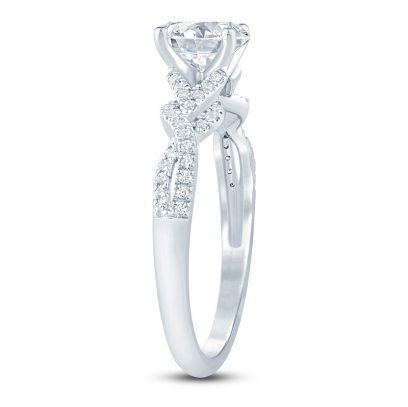 Oval-Cut Lab-Created Diamond Twist Shank Engagement Ring | 1 ct tw | 14K White Gold