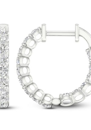 Lab-Created Diamond Inside-Out Hoop Earrings | 1 ct tw | 14K White Gold