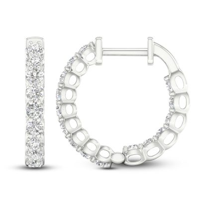 Lab-Created Diamond Inside-Out Hoop Earrings | 1 ct tw | 14K White Gold