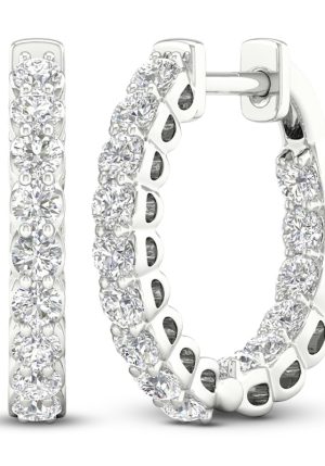 Lab-Created Diamond Inside-Out Hoop Earrings | 1 ct tw | 14K White Gold